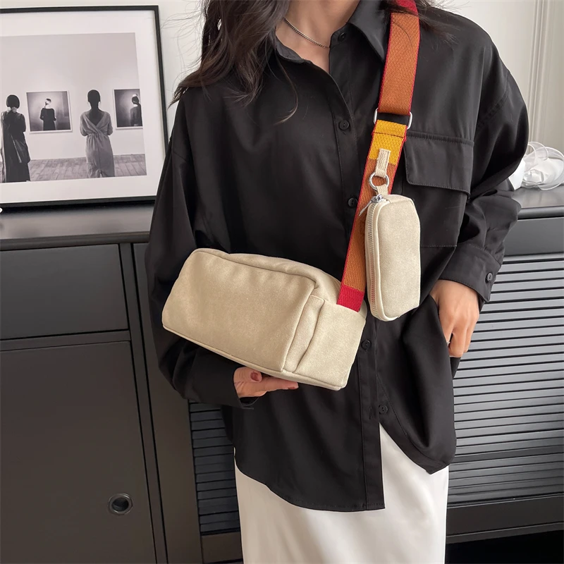 Casual Canvas Messenger Bag for Women Fashion Simple Shoulder Bags with Purse Bolsa Feminina Crossbody Bag Female Handbags Sac