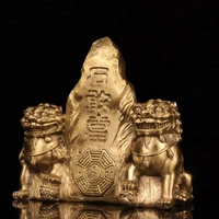 7china feng shui seikos brass lion statue taishan stone dare to be gather fortune office ornament town house exorcism