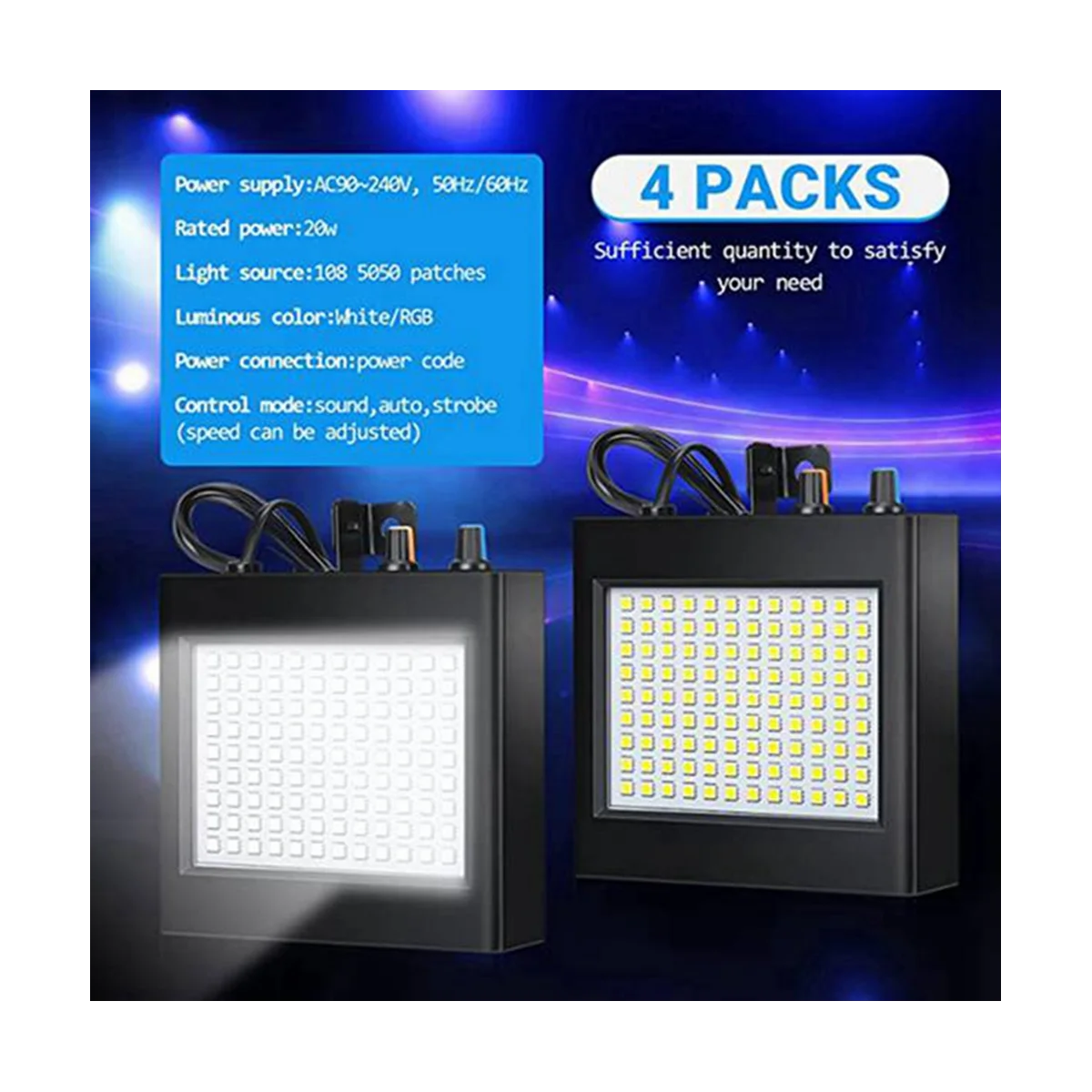 4 стробоскопические лампы белые 108 ярких лампочек лампочки для детской комнаты