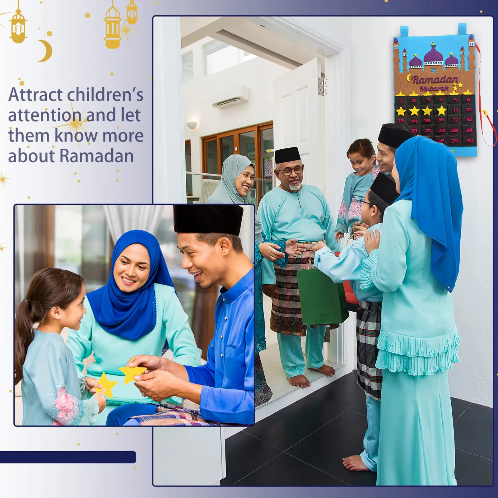 

Ramadan Calendar Decoration Fun Ramadan Calendar Poster Wall Hangings Ramadan Poster Eid Al Fitr Party Decor With Movable Stars