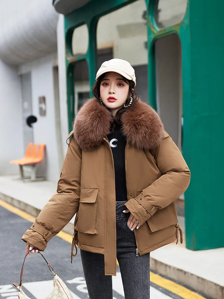 Winter Large Pocket Jacket Women 2022 Lamb Liner Hooded Parkas Mujer Loose Cotton Overcoat Casual Black Warm Winter Coat Female