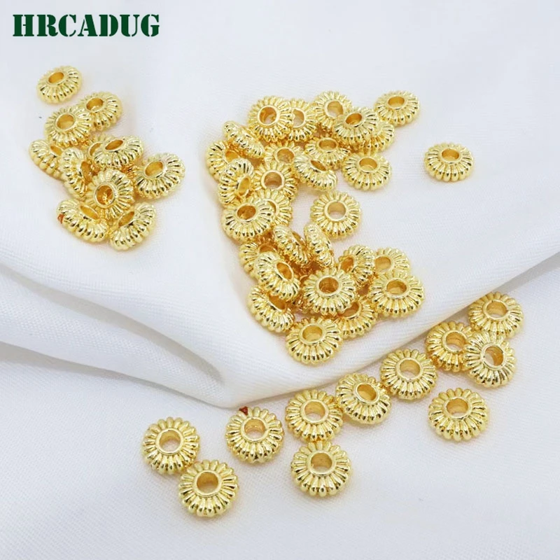 18K Gold Plated Round Flat Spacer Bead Separation For Beads DIY Bracelet Necklace Jewelry Making Accessories Beading Supplies