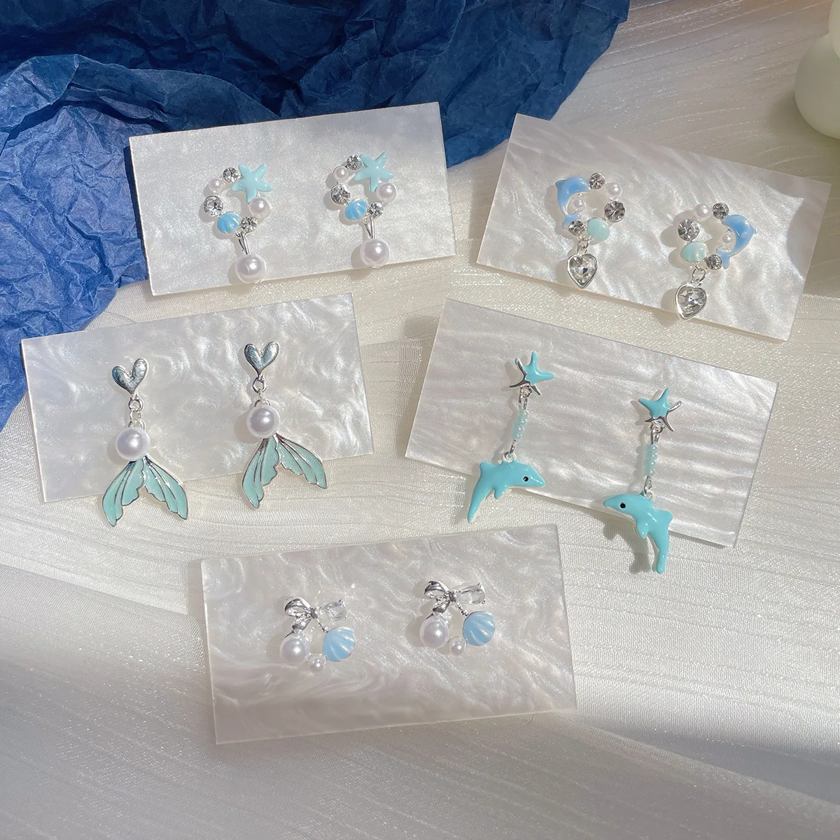 Милые синие серьги KADRUFI с морскими звездами и для женщин милые женские пляжным