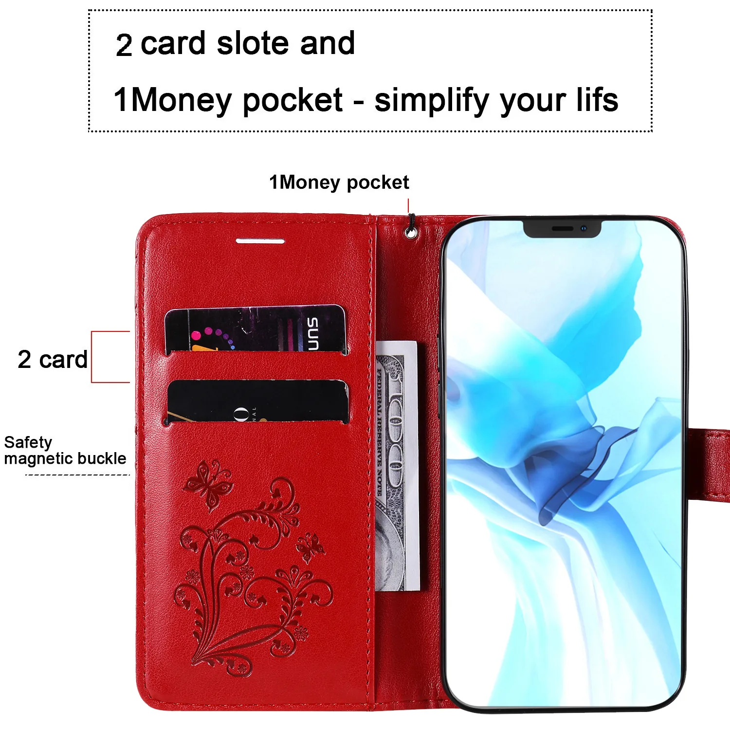 3D Butterfly Wallet Leather Case For iPhone 14 13 11 Pro Max 12 Mini XR X XS 7 8 Plus 6S Plus 5S SE 2020 Holder Flip Satnd Cover