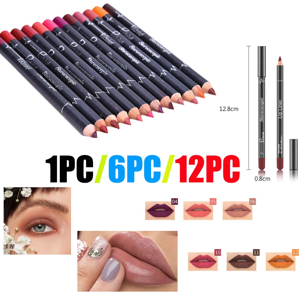 

Lipstick 12 Colors Stylish Waterproof Lip Liner Long Lasting Matte Lipliner Pencil Makeup Comestics Tools Whitening