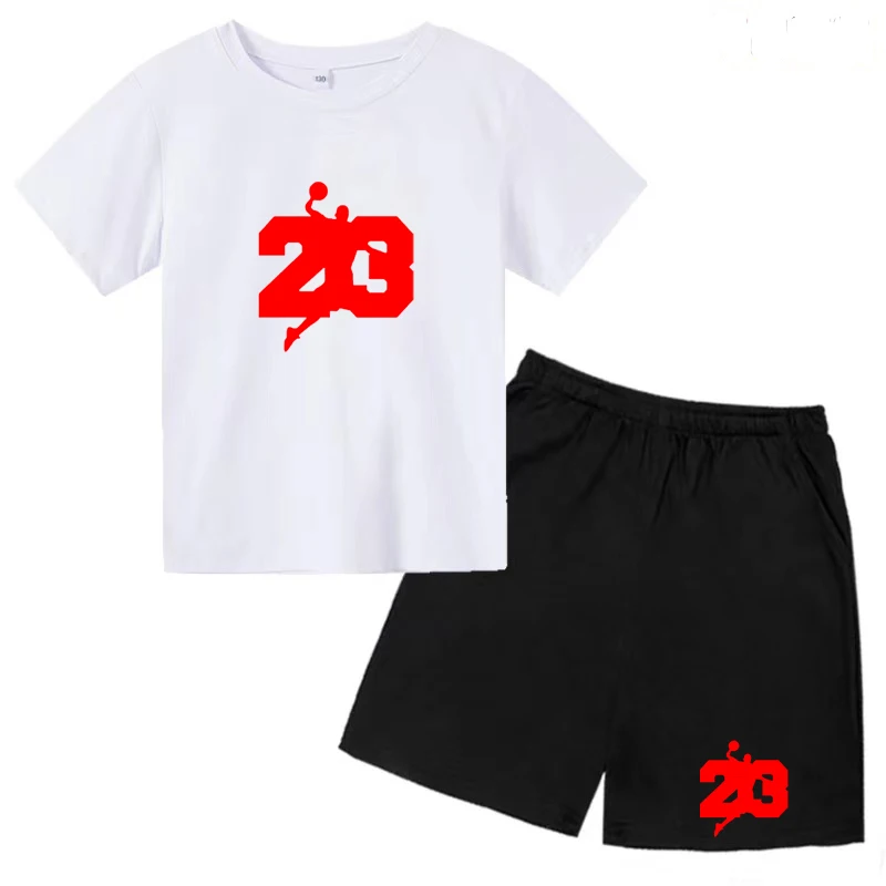 Basketball T-shirt Sports Training Suit Summer Children's Short Sleeve Pants 2-piece Teen Top 3-12 Years Old Boys Girls Clothing