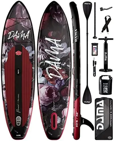 

Up Paddle Boards 10'6"*32"*6" Drop Stitch Inflatable Paddle Board Sup Boards Classic Flower W/Leash, Camera Moun Beach tires pe