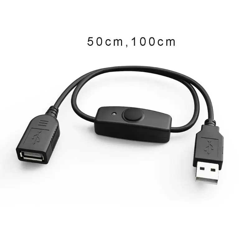

Новинка 2023, удлинитель USB кабеля 50/100 см, USB 2,0 A, штекер-гнездо, удлинитель, черный кабель с кабелем ВКЛ./ВЫКЛ.