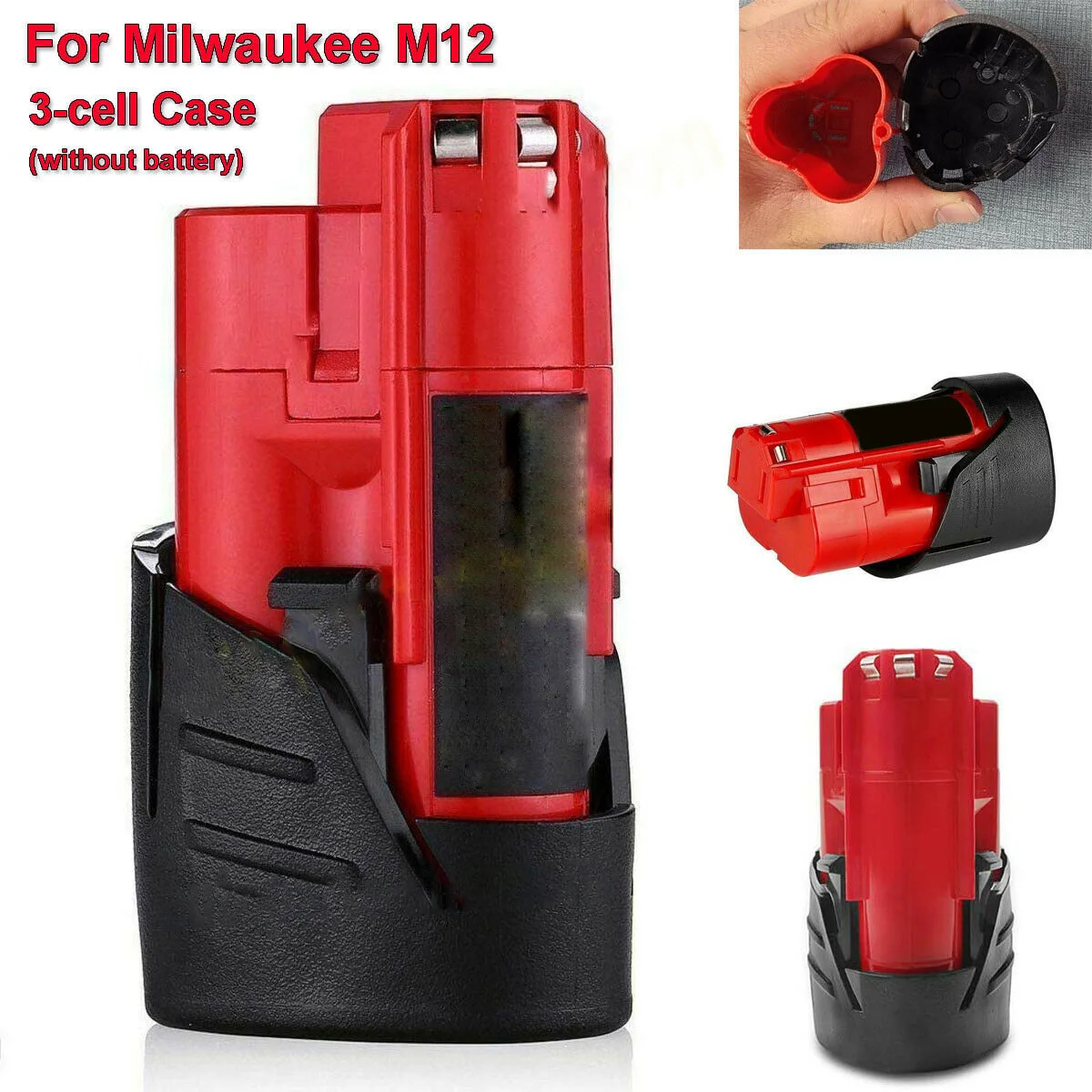 

Bottom Cover Battery Shell Black IP68 Waterproof M12 3 Cell Plastic Case Parts