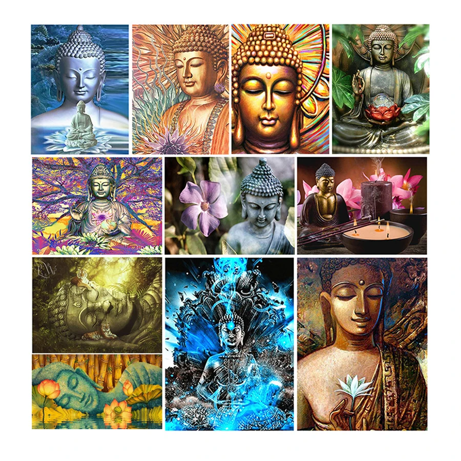 

Алмазная 5D картина «сделай сам», Набор для вышивки крестиком религиозного Будды, полная выкладка, квадратные вышивки, мозаика с иконами, кар...