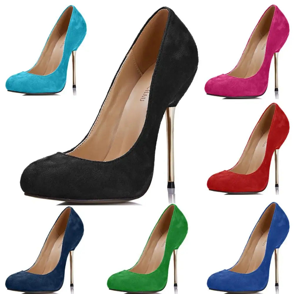 

Женские замшевые туфли CHMILE CHAU, пикантные вечерние туфли с круглым носком, на шпильке, железная обувь на высоком каблуке, модель 3845-b