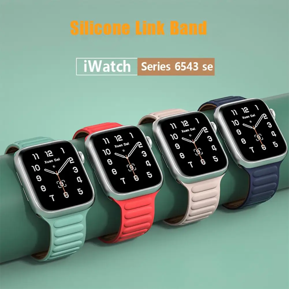 

Ремешок силиконовый для часов Iwatch 1-7 поколения, браслет с магнитной застежкой, подходит для часов 38/40/41 мм 42/44/45 мм