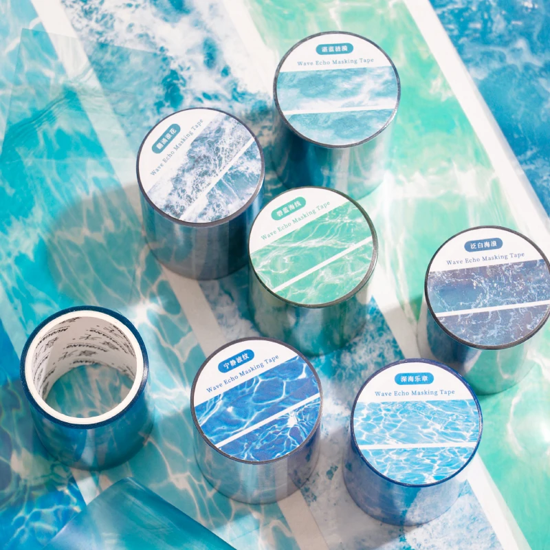 12 упаковок/лот декоративная свежая ПЭТ-лента серии Wave Sea Echo