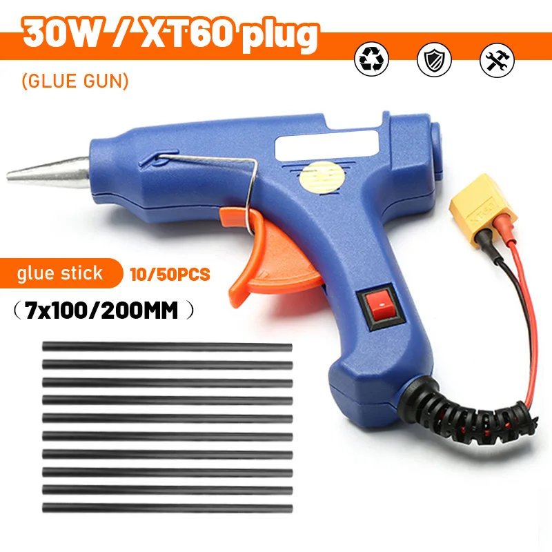 

Пистолет для термоплавкого клея 30 Вт с разъемом XT60 для радиоуправляемых моделей Outfield 3S 12 В, нагреватель, нагревательный воск с 7 мм стержнем ...