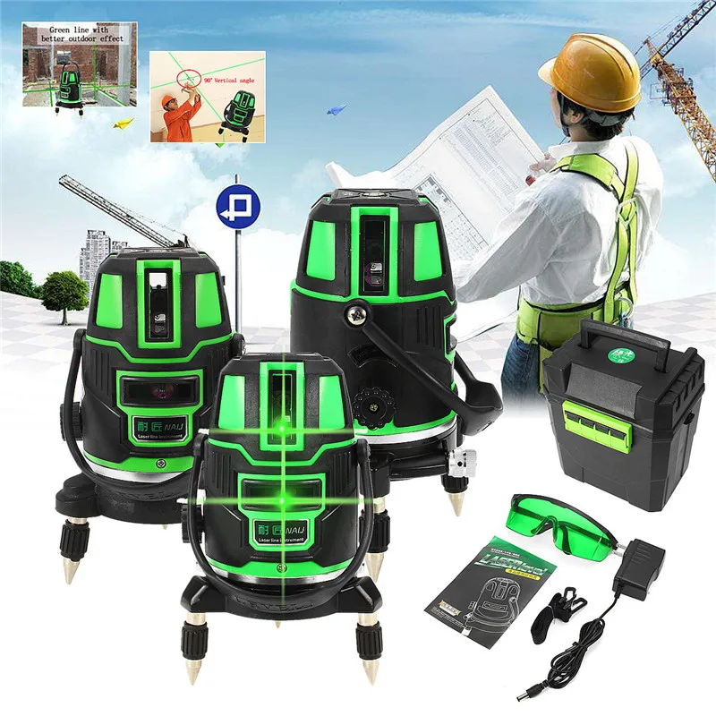 

2/3/5 Cross Lines Laser Level Green Beam Self-Leveling 360 Horizontal And Vertical Set Radius Alternating Direct Measure Tool