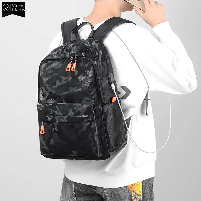 

VC Simple Casual Men's Backpack Waterproof and Wear-resistant USB Laptop Backpacks for Men Lightweight Commuter Travel Bag Male