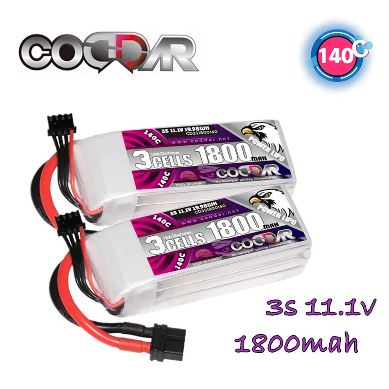 

CODDAR 11.1V 1800mAh Lipo Battery 140C For RC Rechargeable Quadcopter RC FPV Racing Drone Parts 3S 11.1V Battery with XT60 Plug