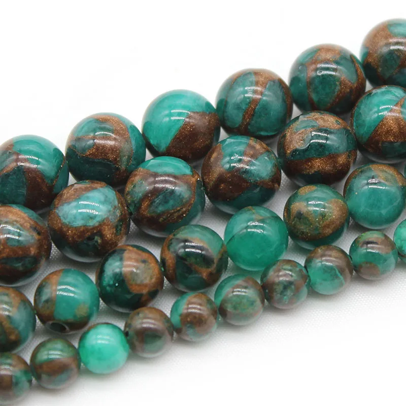 

Natural Green Cloisonne Stone Round Loose Spacer Beads For Jewelry Making DIY Bracelet Necklace Ear Studs Accessory 6/8/10mm