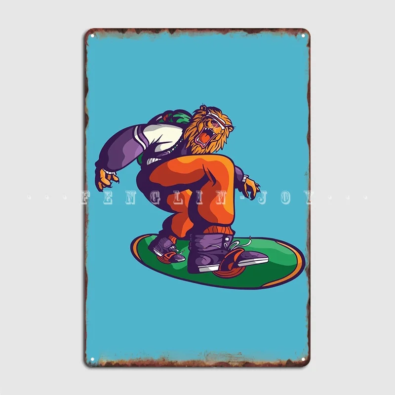 

Snowboard Lion Metal Plaque Poster Plaques Design Kitchen Cinema Garage Tin Sign Posters