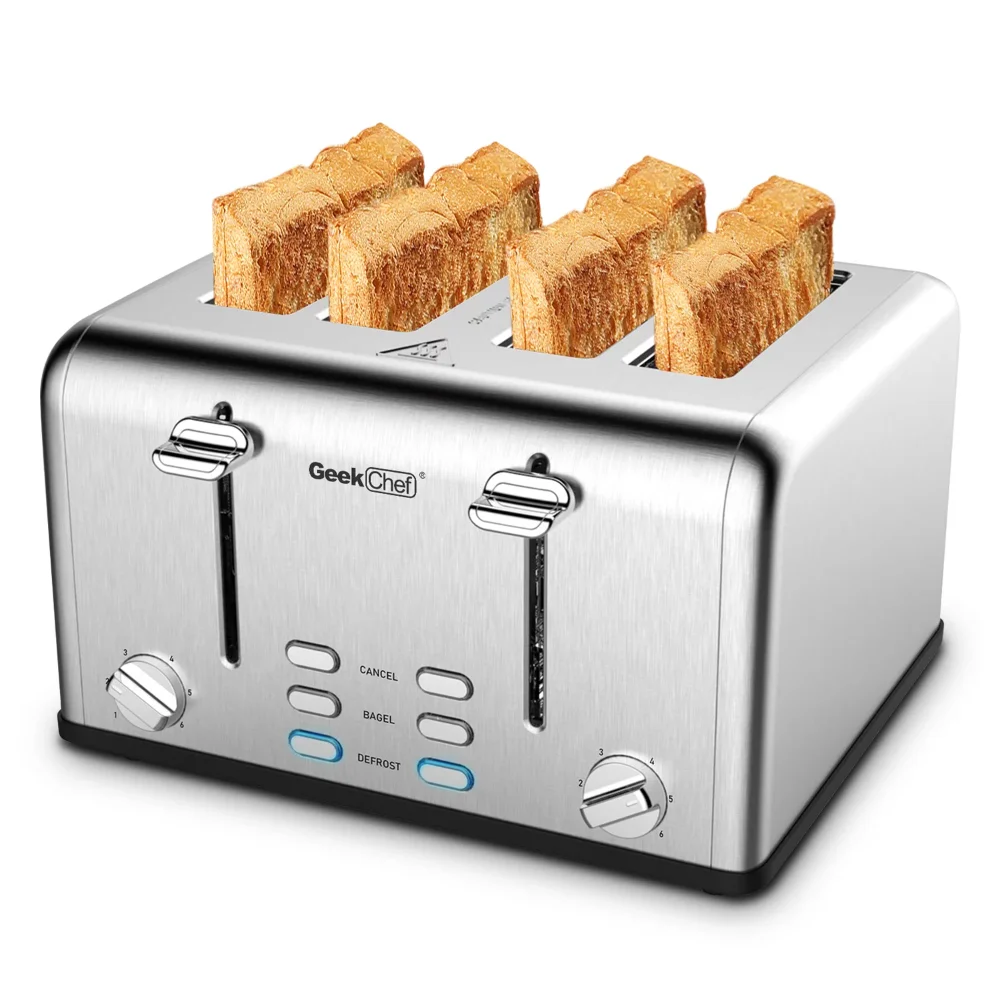

Toasters 4 Slice Countdown Stainless Steel Toaster Breakfast Machine Bread Maker