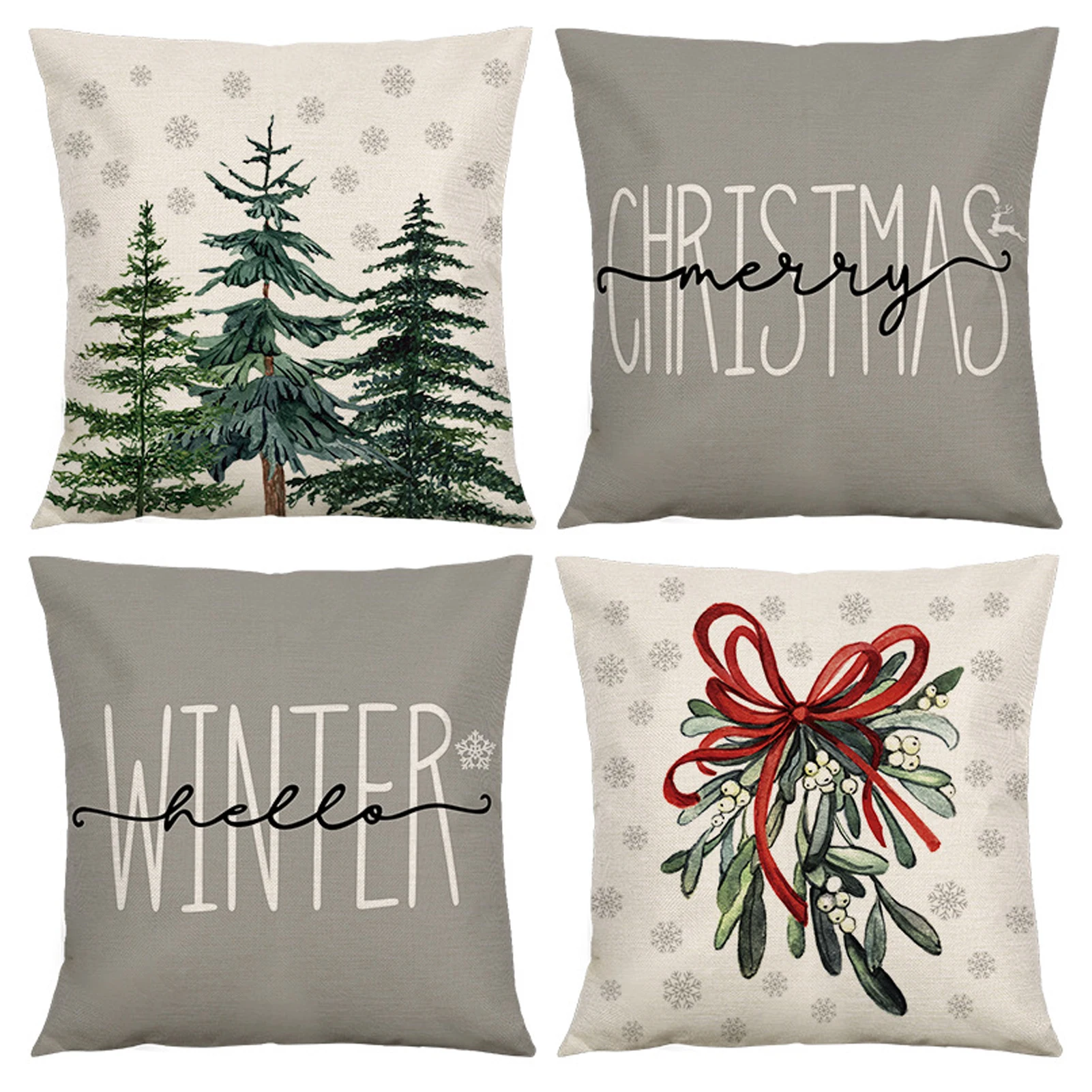 

4 шт. подарки для гостиной, Праздничный Рождественский Декор, наволочка для диванной подушки, квадратный чехол на дерево, зимний диван, Ферме...