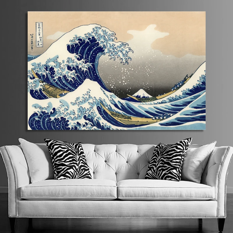 Японская картина на холсте The Great Wave Off Kanagawa Ukiyo-e настенные художественные постеры