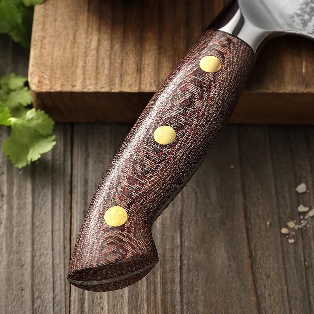 HEZHEN 7 3-дюймовый нож Santoku 67-слойная дамасская сталь ручка из микарты острый и