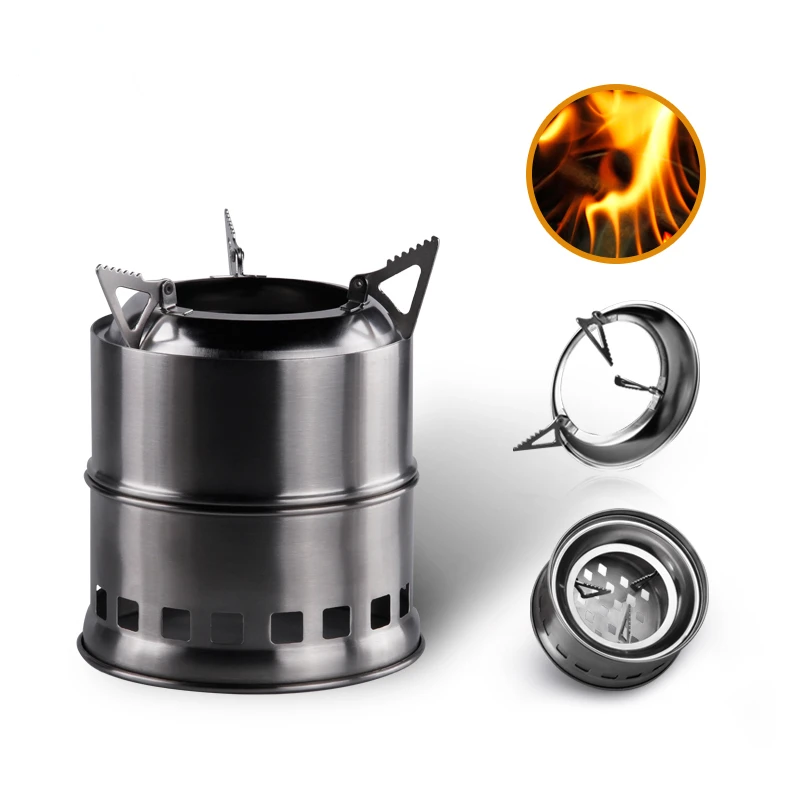 

Outdoor Wood Gas Wood-burning Stove Portable Folding Firewood Stove Camping Gasification Furnace Windproof