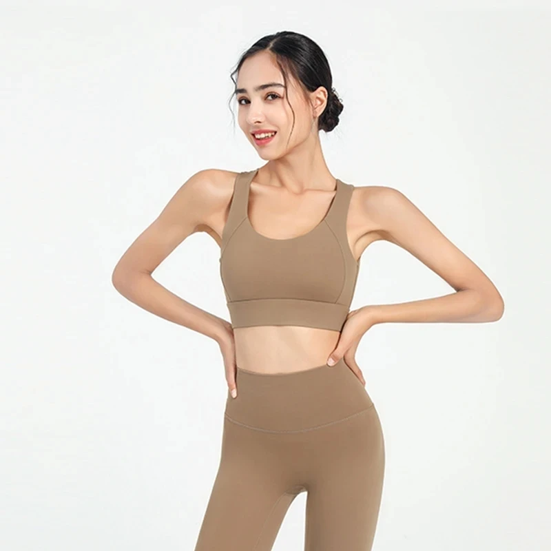 Yoga Bra Hollow Beautiful Back Shockproof Gather Breathable Pilates Fitness Sports Underwear