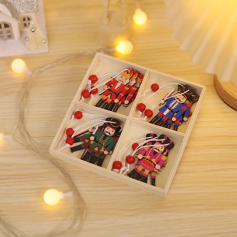 

2 Boxes Nutcracker Pendant Kids Christmas Tree Ornaments Wooden Xmas Party Supplies Outdoor Toys Nutcrackers Hollow Table