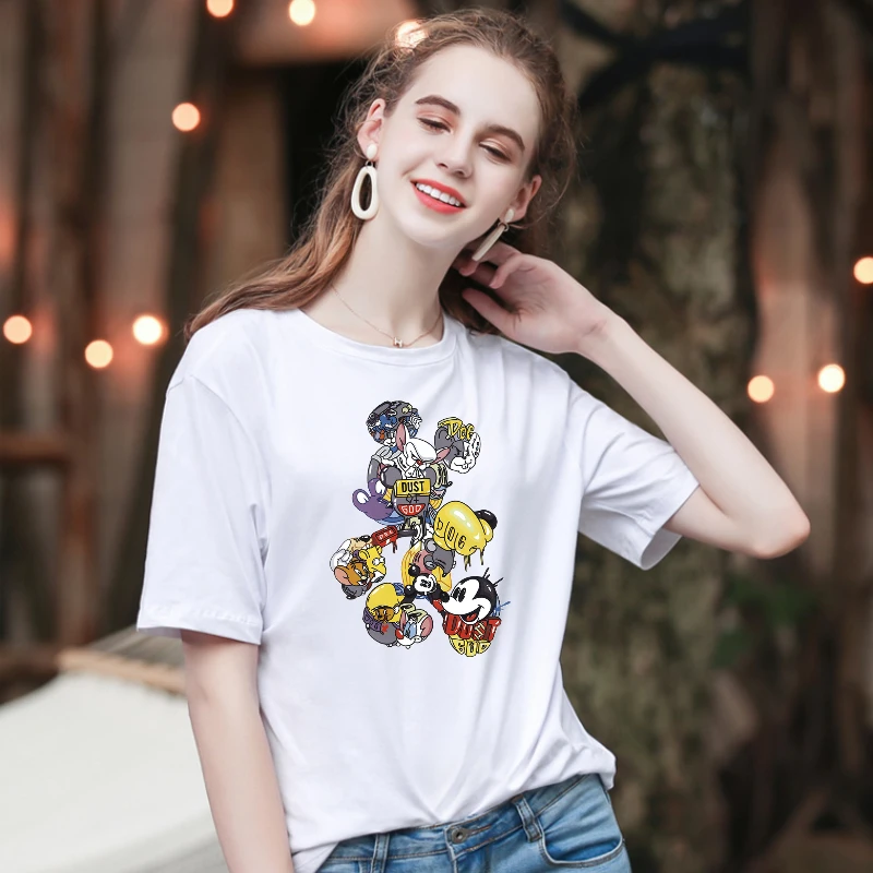 Смешные футболки большого размера 4XL с изображением Диснея Микки Мауса женские