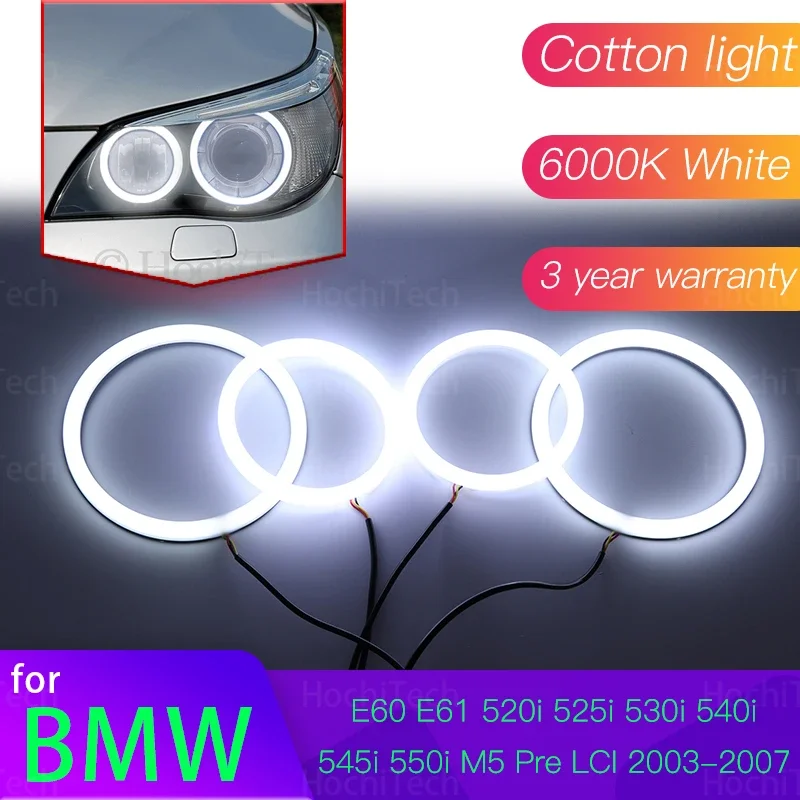 

Angel Eyes Kit 6000L Хлопково-белый кольцевой светильник Halo для BMW E60 E61 520i 525i 530i 540i 545i 550i M5 Pre LCI 2003-2007