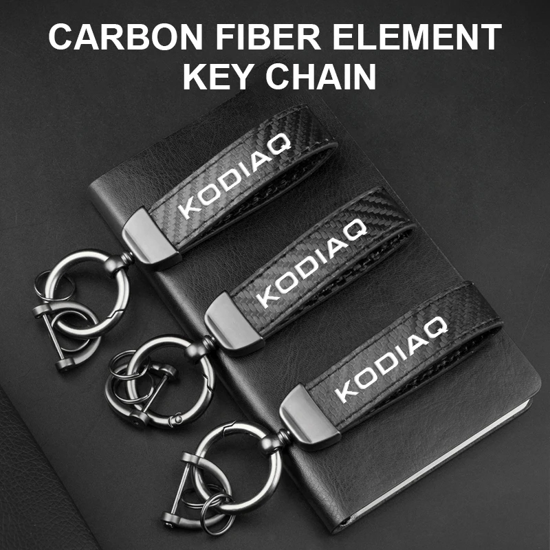 

Fashion Leather Keychain 360 Degree Rotating Horseshoe Buckle Fine Key Ring For Skoda KO10DIAQ KAROQ SCALA Accessories