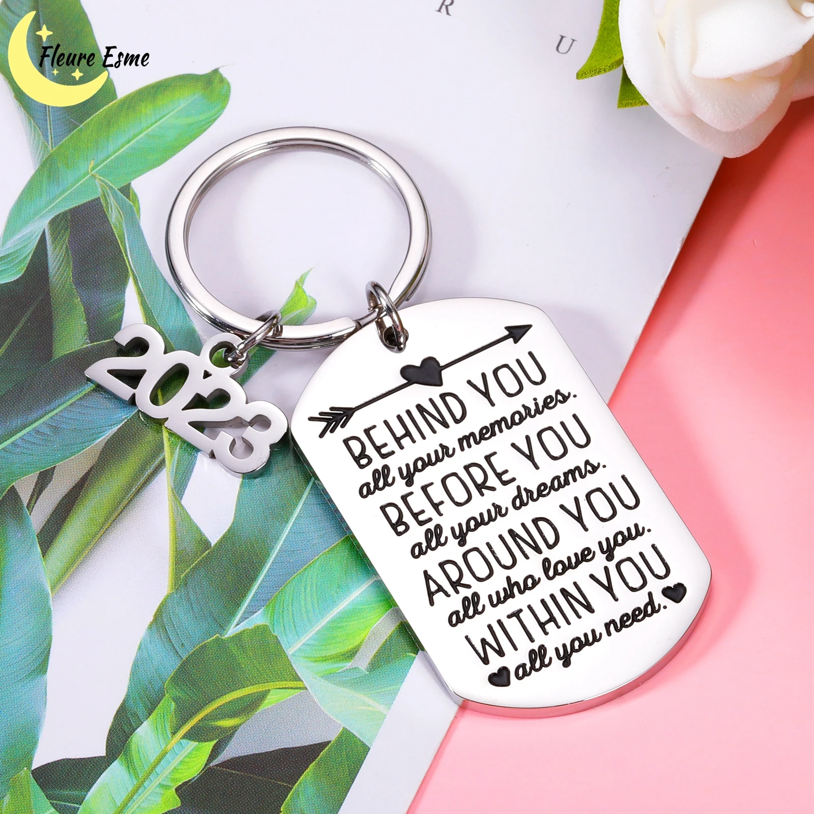 

Graduation Gifts Keychain for Class 2023 Her Him Best Friend College Behind You All Your Memories Inspirational Gift Key Ring