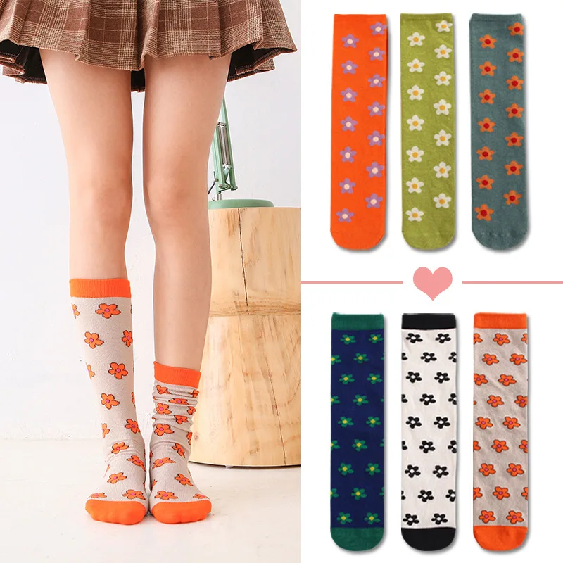

2-12Y Children Girls Knee High Long Socks Kids Floral Flower Cute Cartoon Fruit Flower Floral Boys Leg Warmer Korean Style Stuff