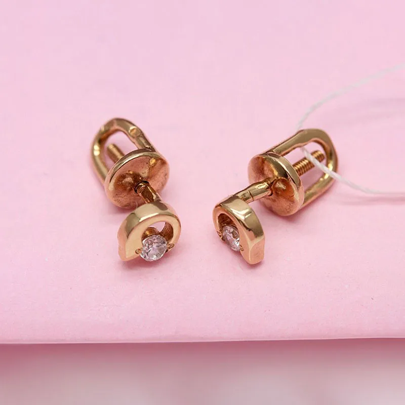 Новые серьги-гвоздики из фиолетового золота 585 пробы с покрытием розового 14 карат