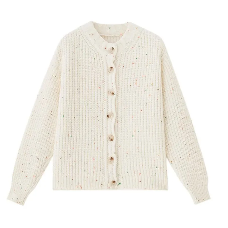 

Женский кардиган с длинным рукавом, вязаный свитер с круглым вырезом, свободный короткий кардиган в клетку, весна-осень