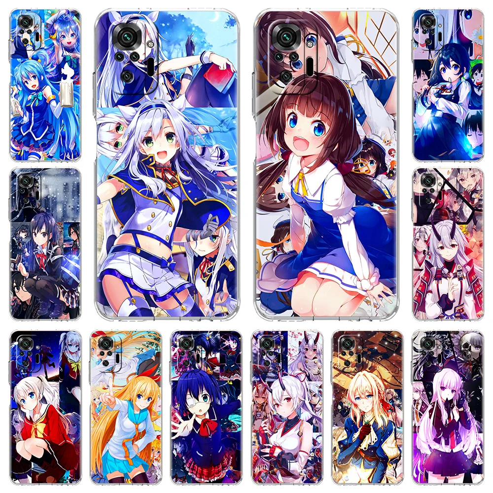 

Cute Anime Kawaii Girl Fashion Luxury Phone Case For Xiaomi Redmi Note 11 10 9S 9 8 Pro 7 8T 9C 9A 8A K40 Pro+ Soft Clear Cover