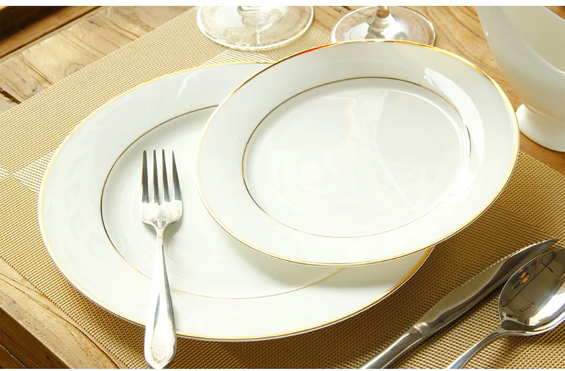 8 + 10 дюймов набор обеденных тарелок из настоящего костяного фарфора декоративные