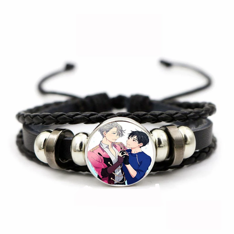 

Teenager Adjustable Wristband Bracelet Leather PU Woven Bracelet Time Gem Wristband For Anime YURI!!! on ICE Braided Bangle