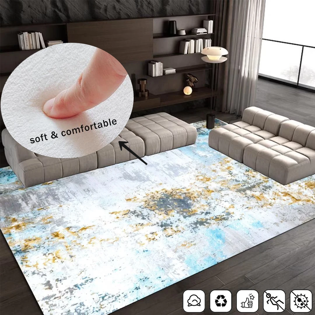 

Абстрактный ковер для украшения дома, серые и зеленые ковры для гостиной, современный стиль, спальня, большой размер, коврики, нескользящий ...