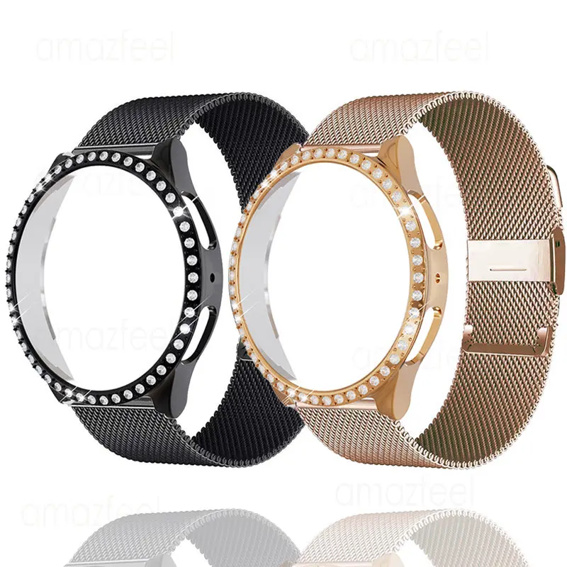 

For Samsung Galaxy Watch 6 5 4 44mm 40mm Strap Diamond Case Metal Bracelets+Cover For Galaxy Watch 4 Classic 46mm 42mm Wristband