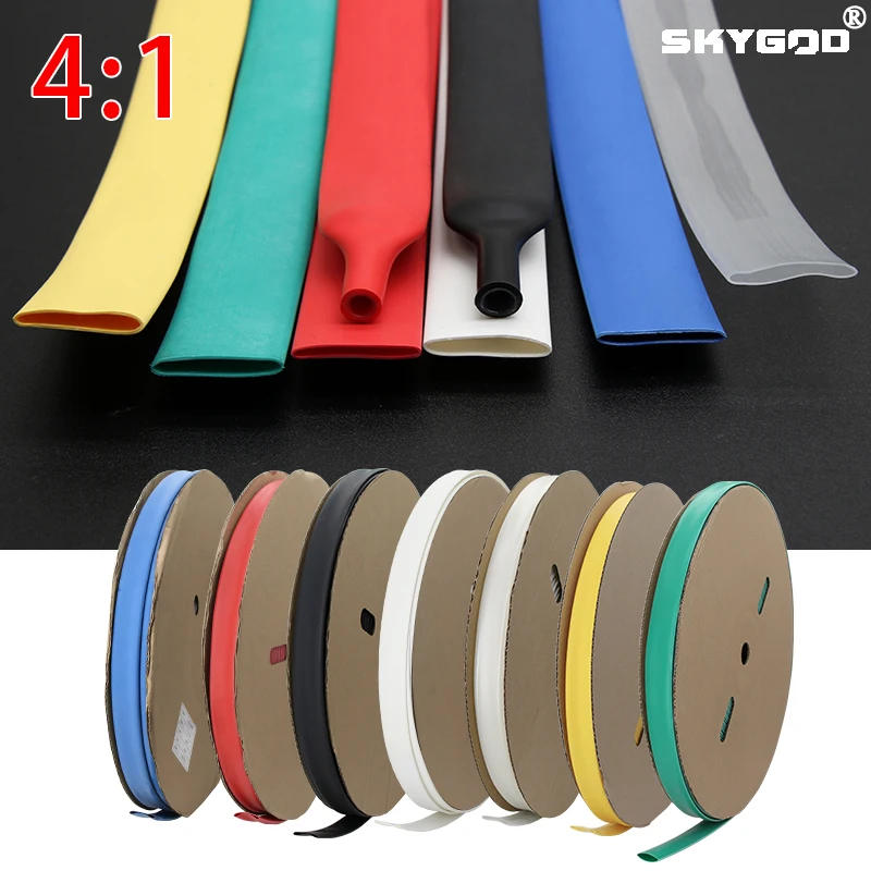 4:1 Heat Shrink Tube With Glue Thermoretractile Heat Shrinkable Tubing Dual Wall Heat Shrink Tubing 6 8 12 16 24 40 52 72mm