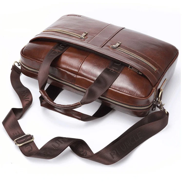 First Layer Cowhide Man Business Briefcase High Quality Single Shoulder Messenger Bag Genuine Leather Luxury Crossbody Handbags
