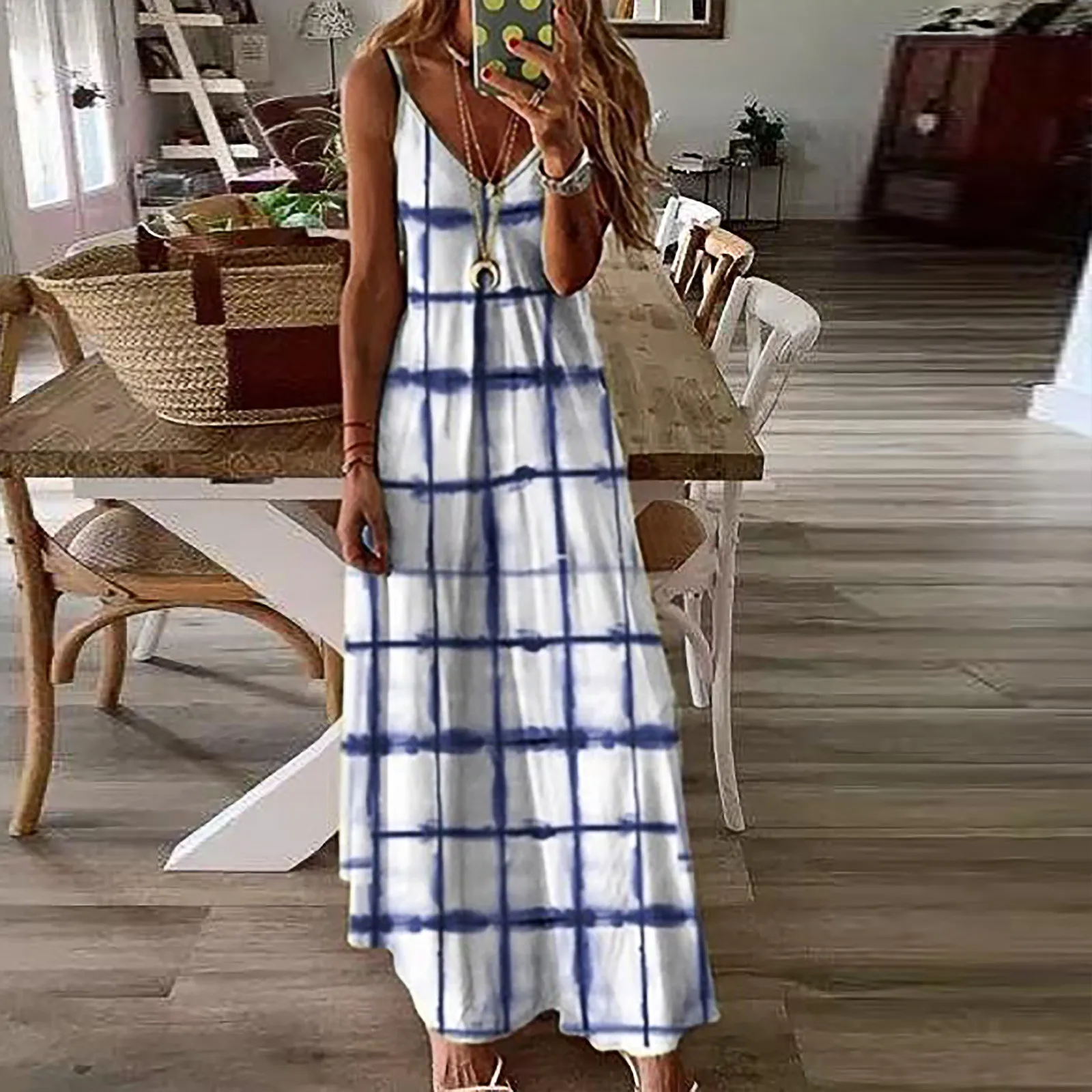 

Платье женское длинное без рукавов, пляжный сарафан на бретелях-спагетти в стиле бохо, пикантный модный, с цветочным принтом, на лето, 2023