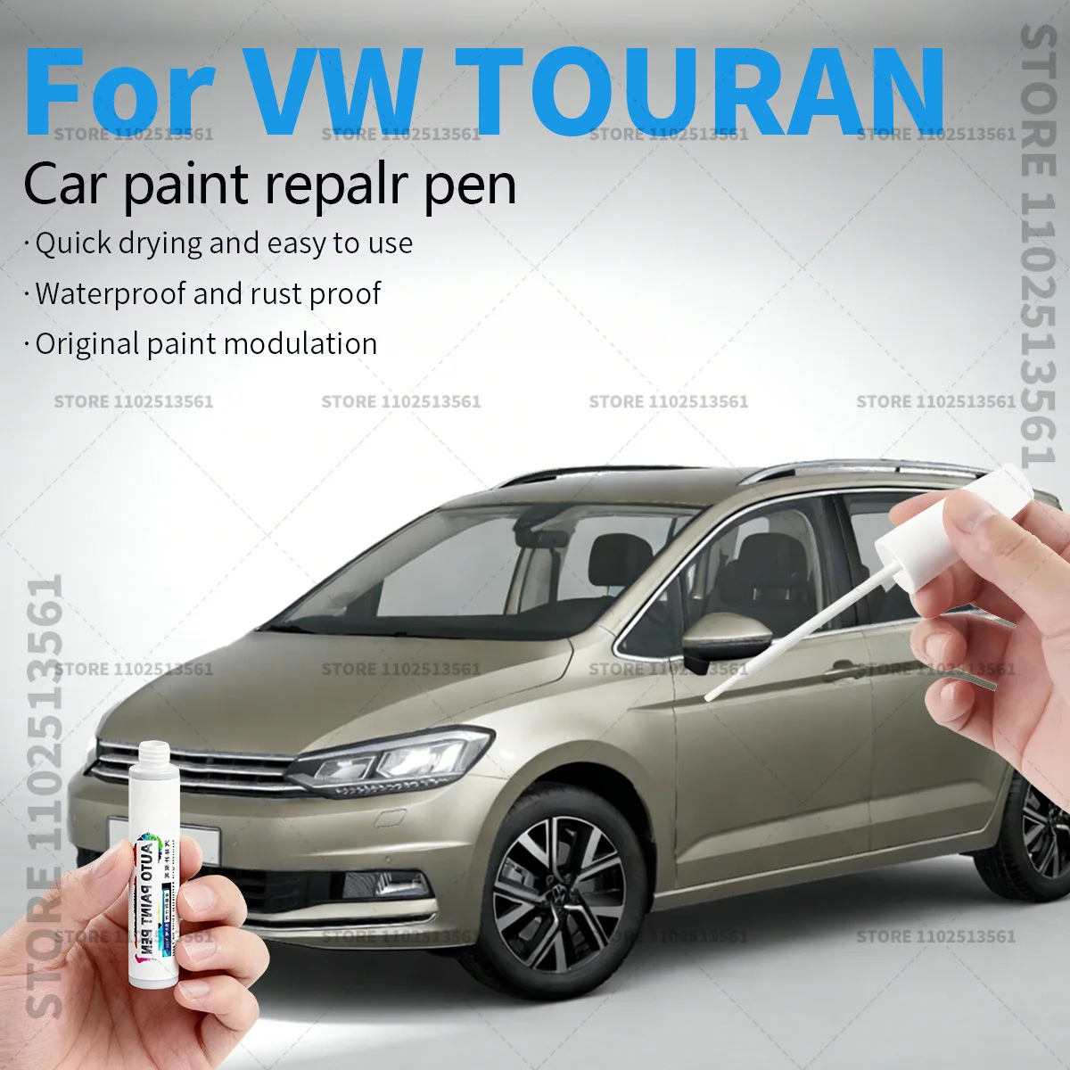 Фото Карандаш для ремонта краски VW TOURAN, средство для удаления царапин, аксессуары для автомобиля, цвета: Oryx White, Deep Black, Indium Grey, Reflex Silver №1