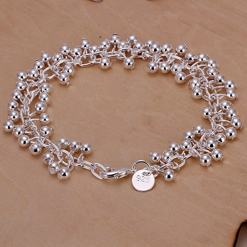 Купи NUMBOWAN 925 Sterling silver bracelets Charms bead chain fashion cute nice women grapes Bracelet wedding Jewelry free shipping за 191 рублей в магазине AliExpress