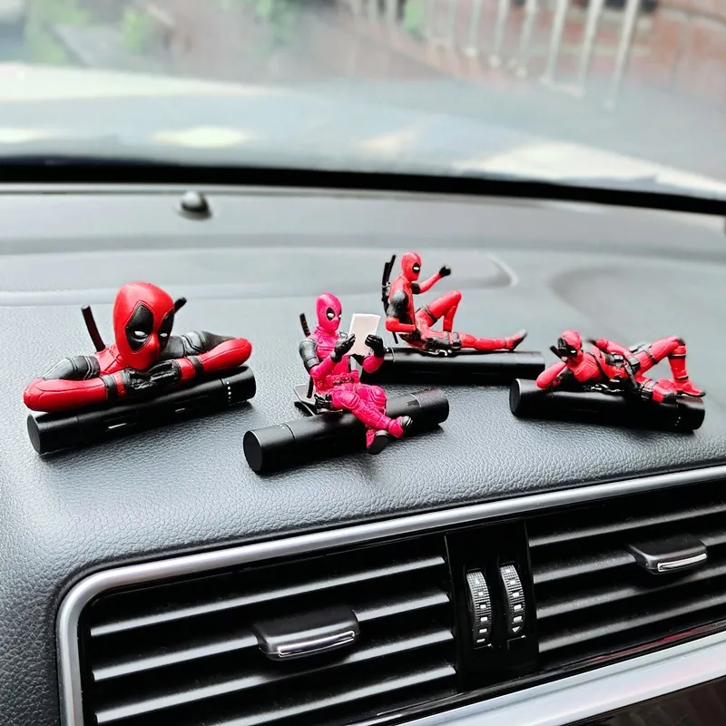 

Car Interior Decoration Mini Anime Doll Model Metal Perfum Deadpool Car Air Freshener Car Accessories Anime Modeling Doll