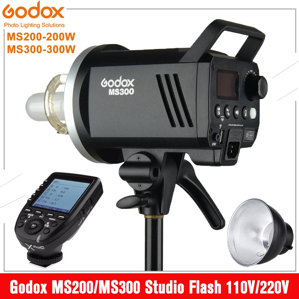 Godox студийная вспышка Light MS200 MS300 200W 300W 2,4G встроенный беспроводной приемник + триггер Xpro + отражатель света Bowens Mount Flash