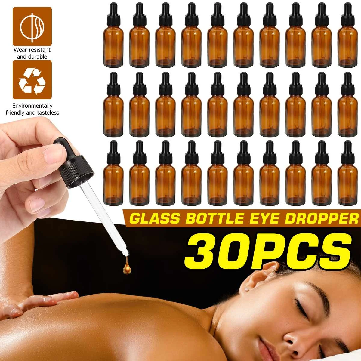 30 штук янтарные синие висящие бутылка из желтого стекла ароматерапия жидкость